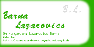 barna lazarovics business card